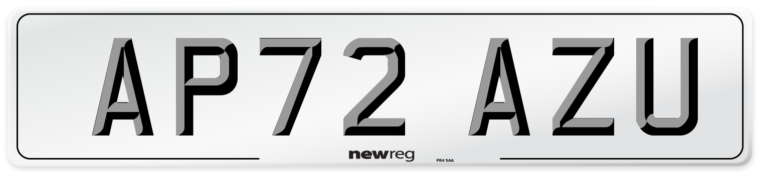 AP72 AZU Number Plate from New Reg